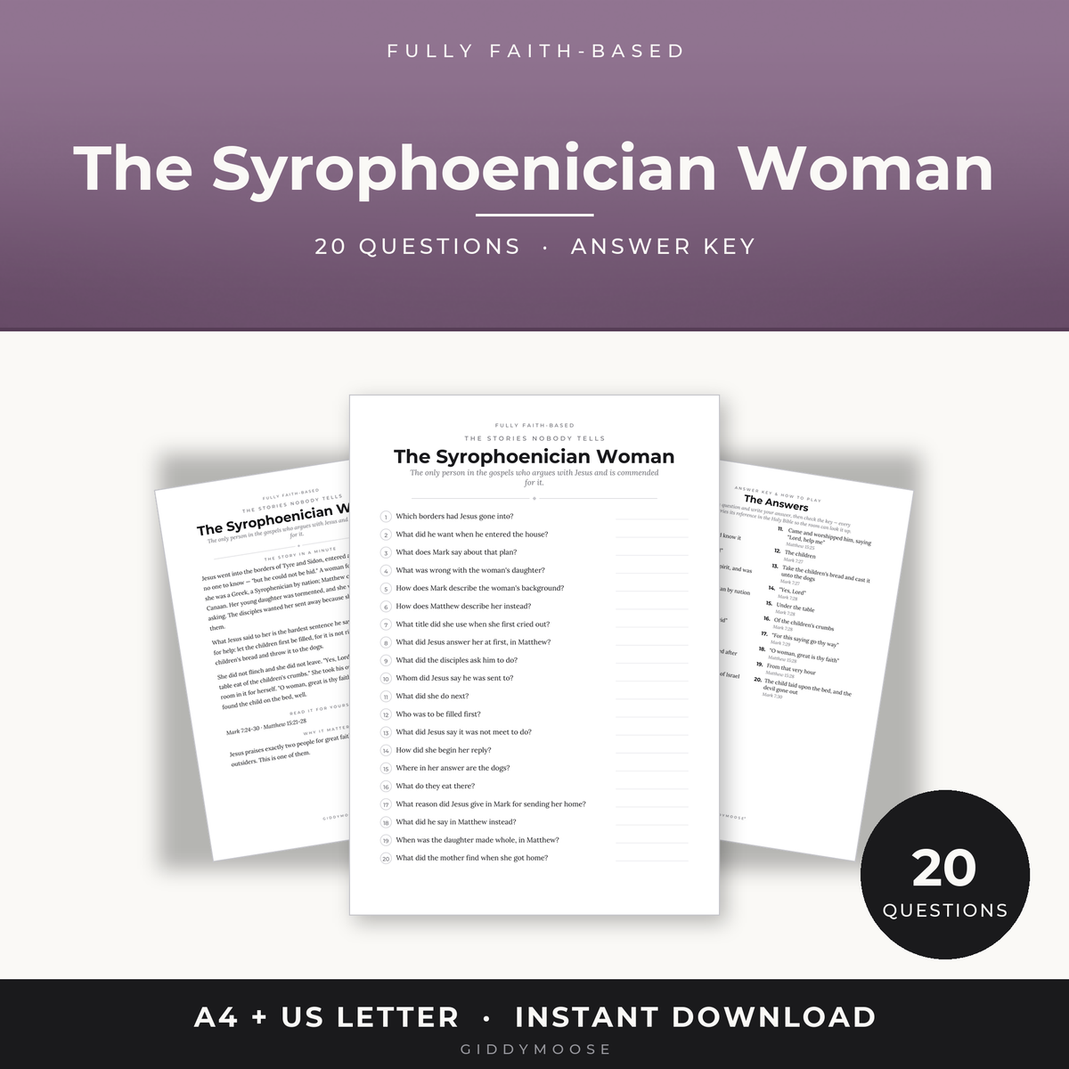 Syrophoenician Woman Bible Trivia Printable