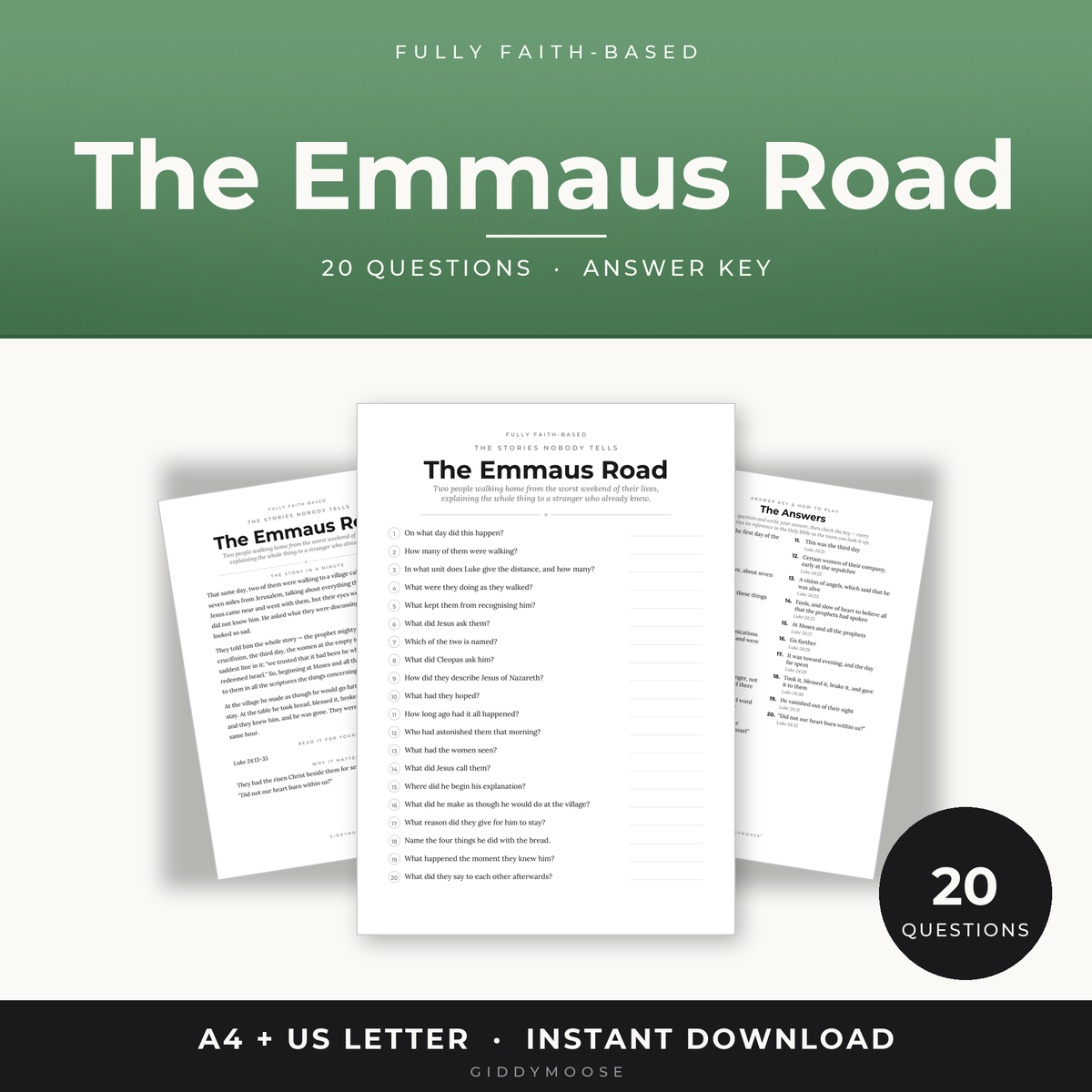 Emmaus Road Bible Trivia Printable