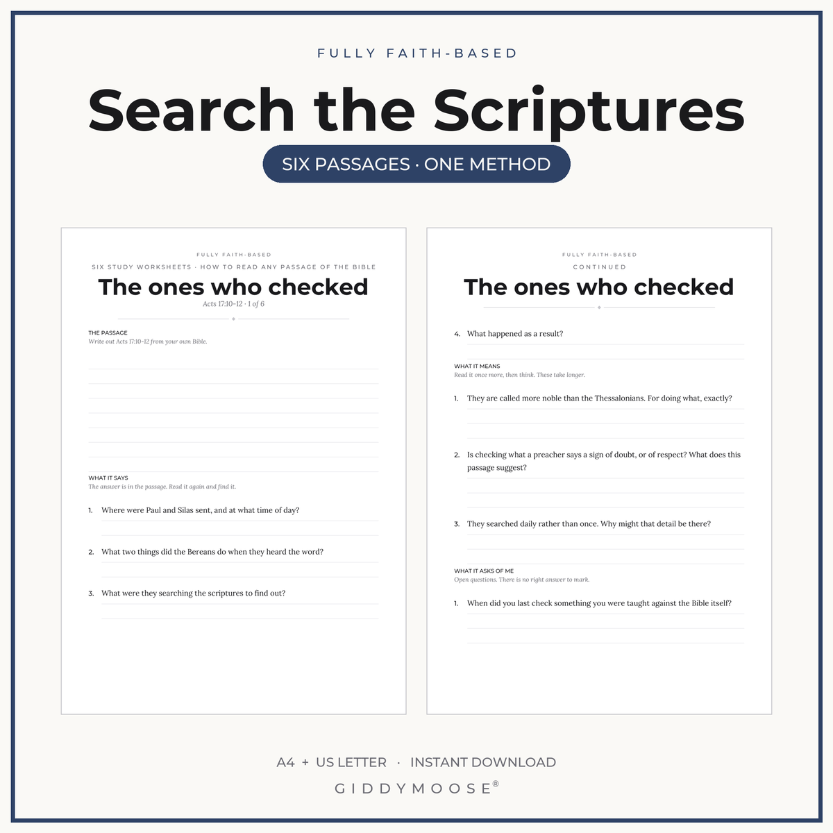 Bible Study Worksheets Printable