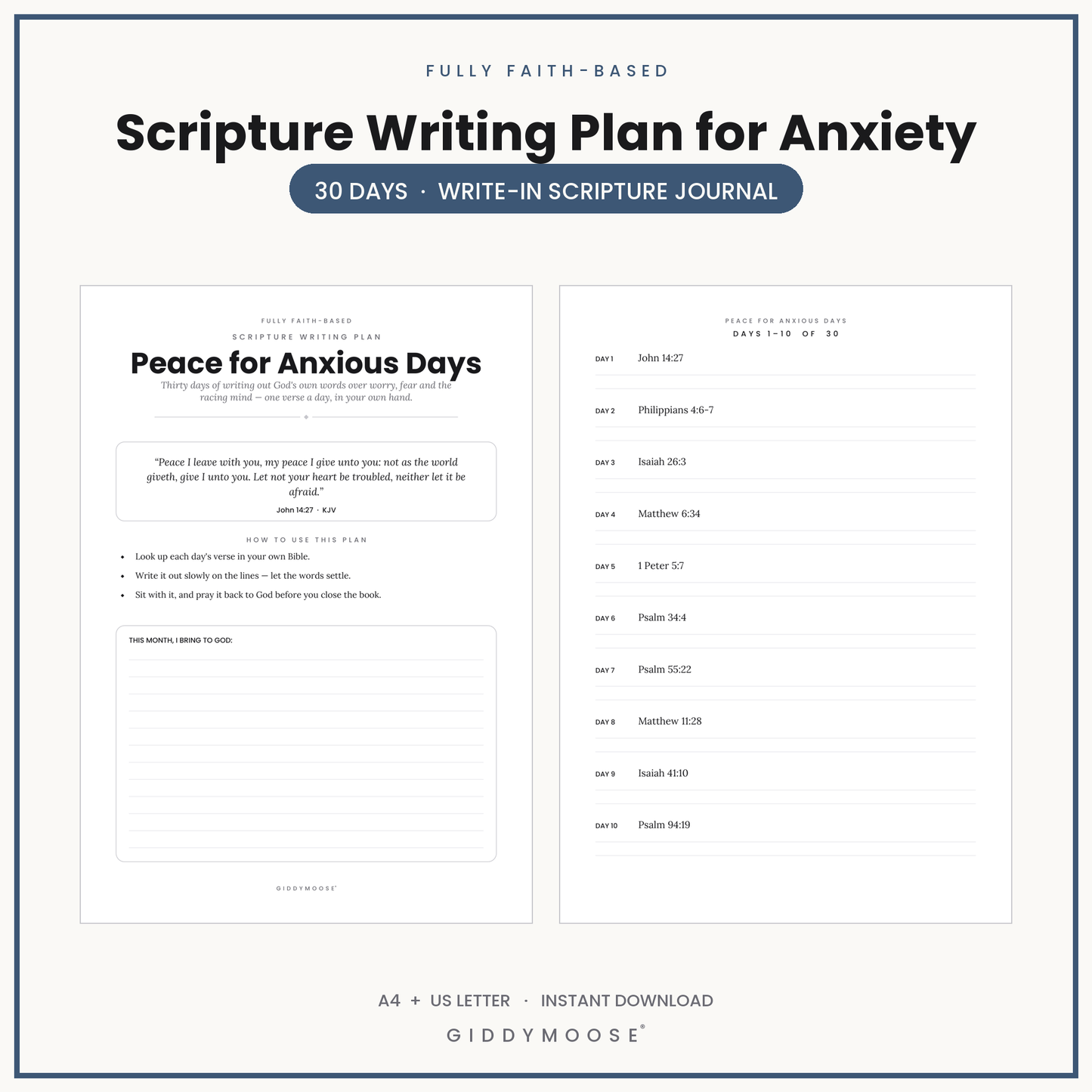 Scripture Writing Plan for Anxiety
