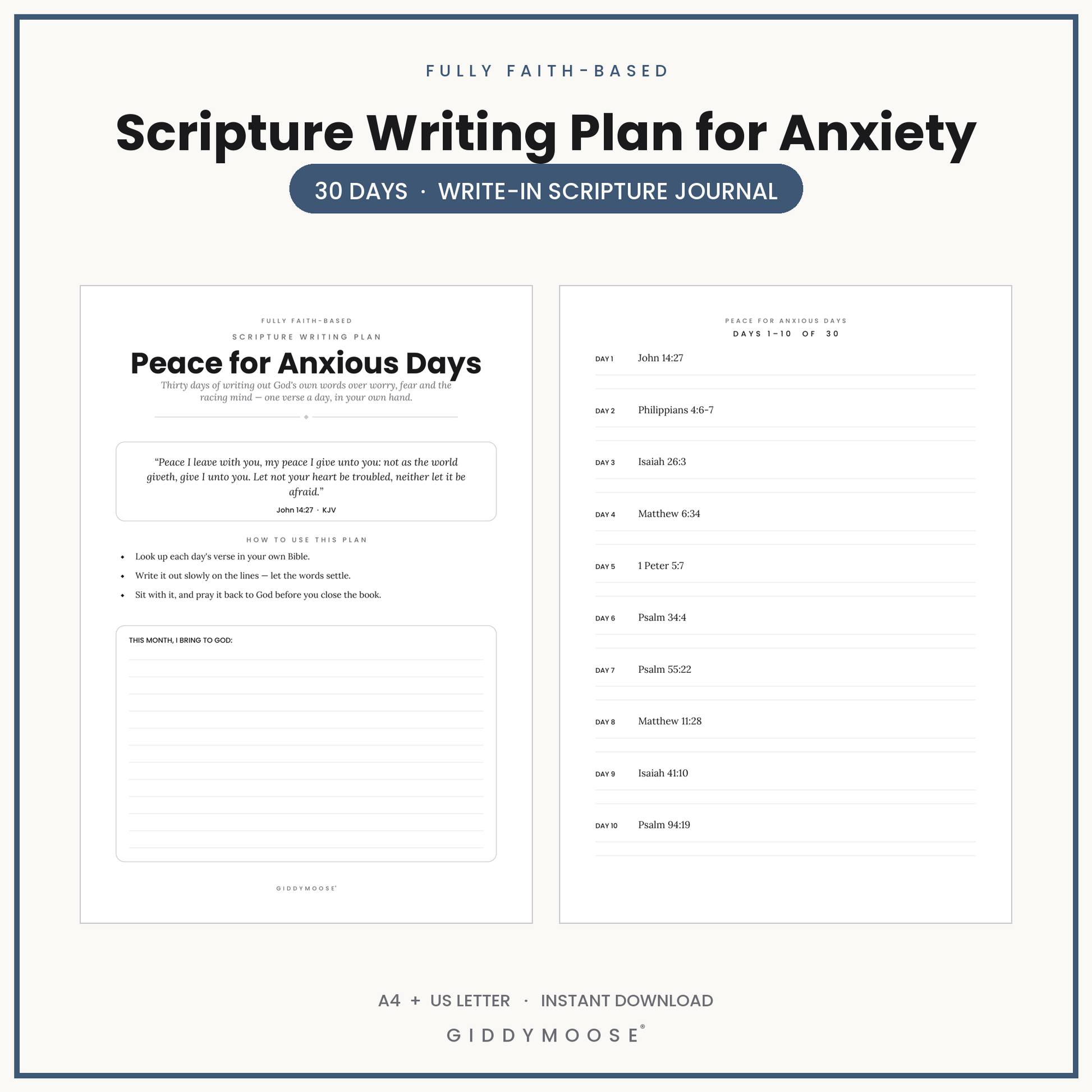 Scripture Writing Plan for Anxiety