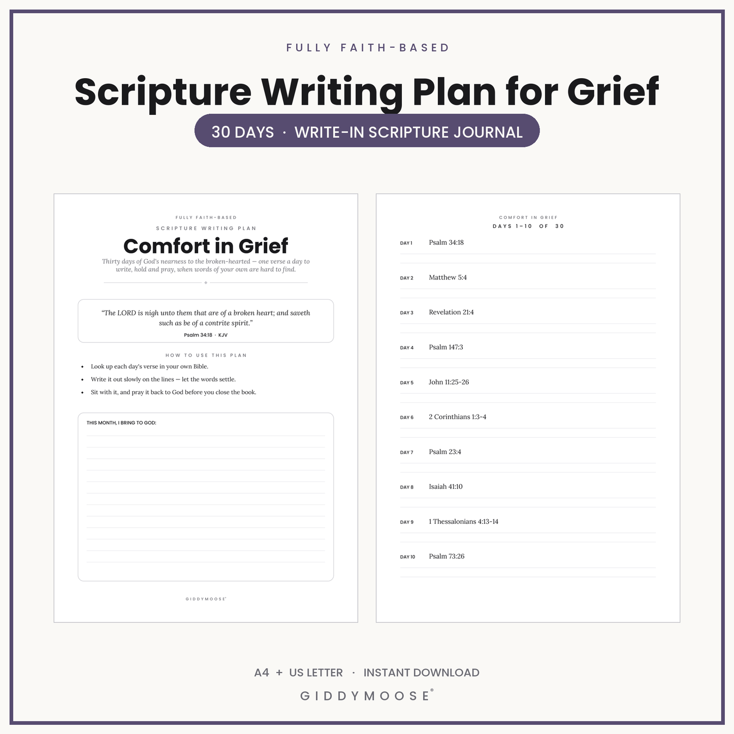 Scripture Writing Plan for Grief