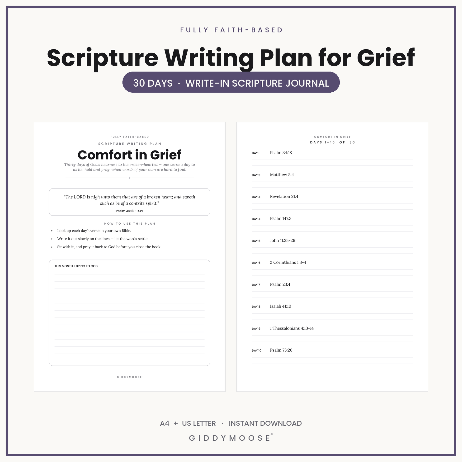 Scripture Writing Plan for Grief