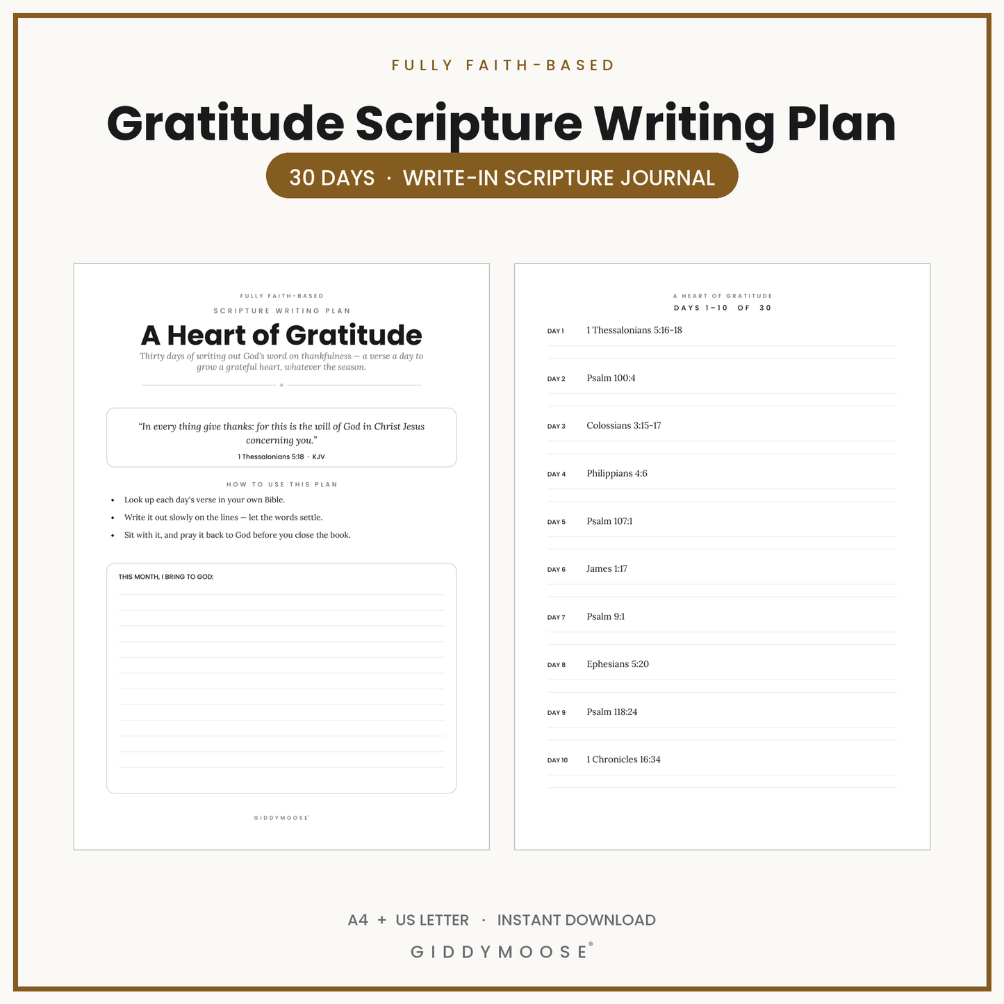 Gratitude Scripture Writing Plan