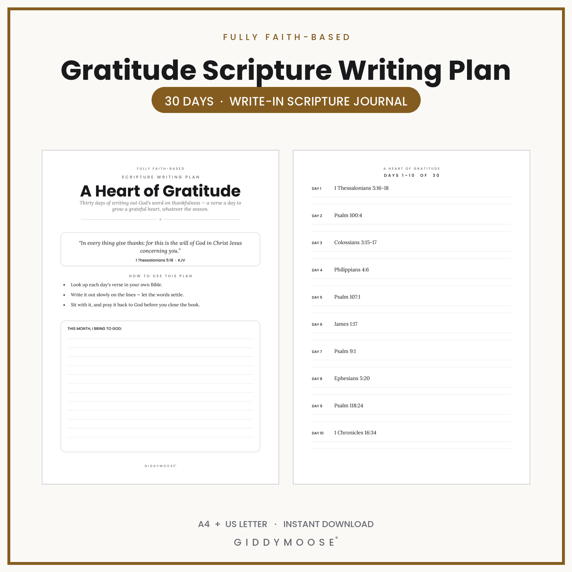 Gratitude Scripture Writing Plan
