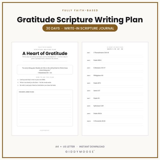 Gratitude Scripture Writing Plan