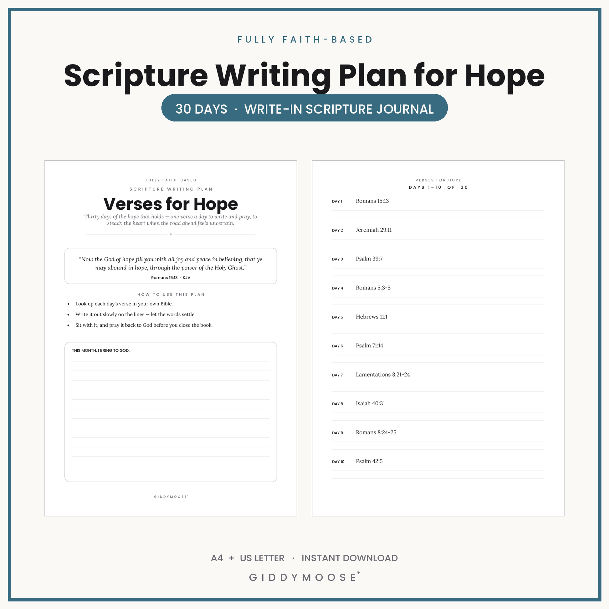 Scripture Writing Plan for Hope