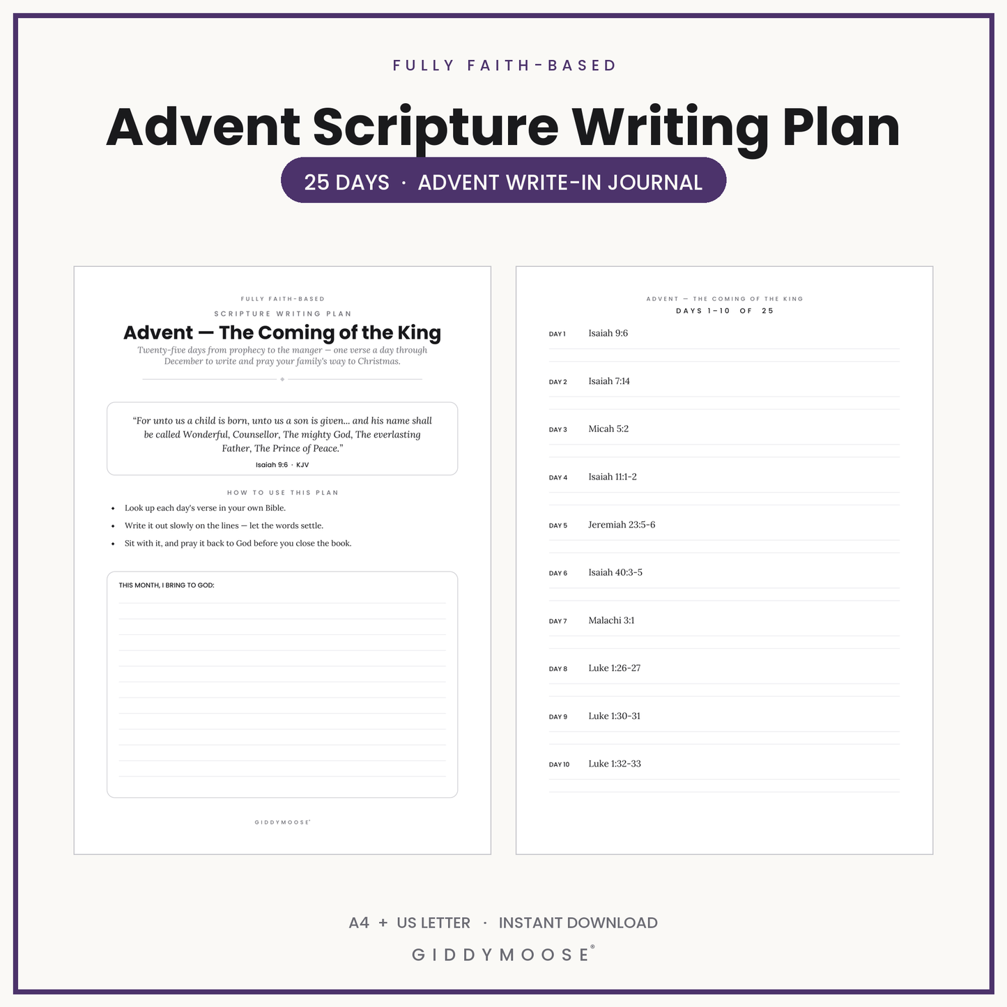 Advent Scripture Writing Plan