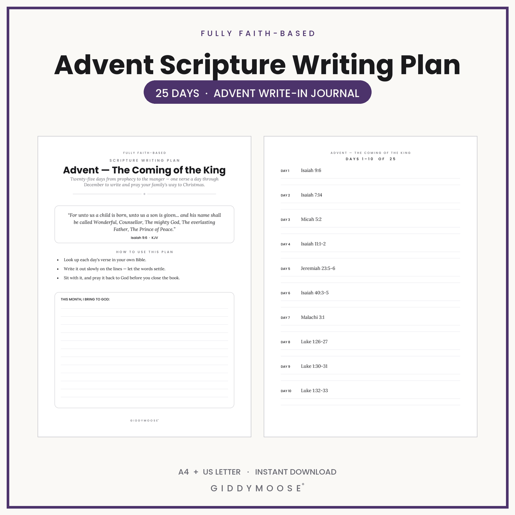 Advent Scripture Writing Plan