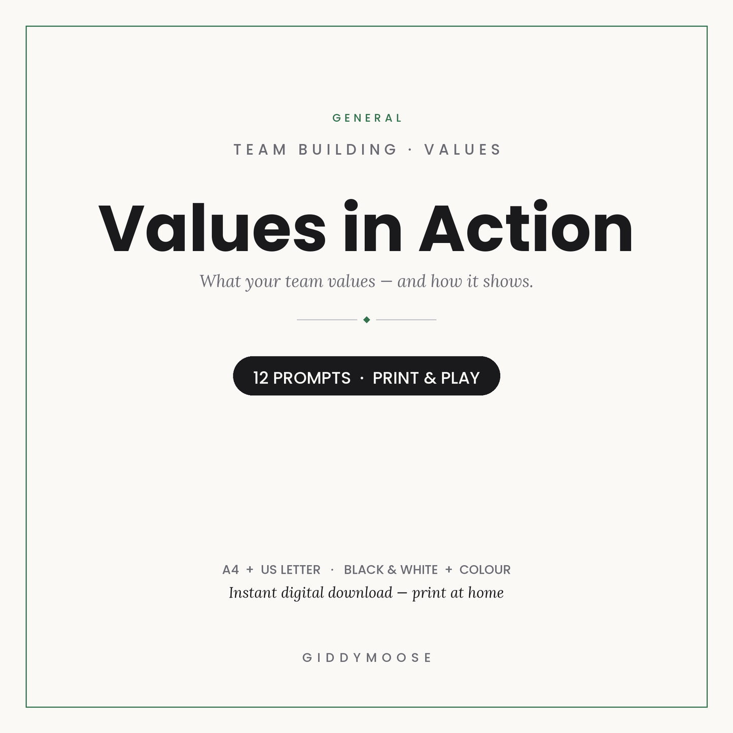 Team Building Values Activity Printable