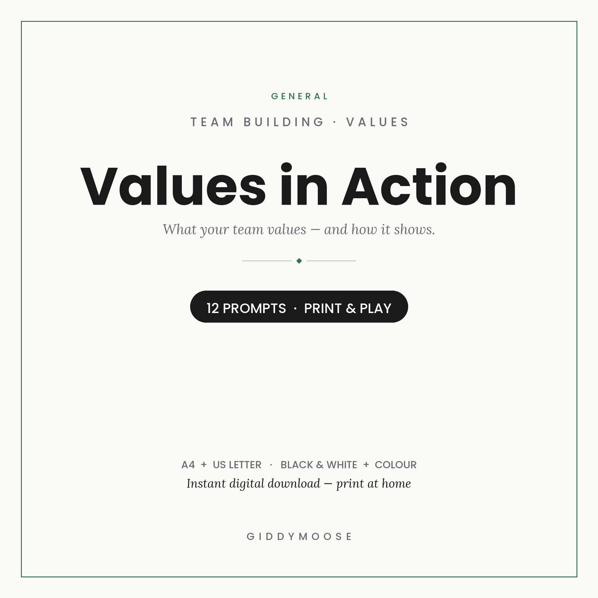 Team Building Values Activity Printable