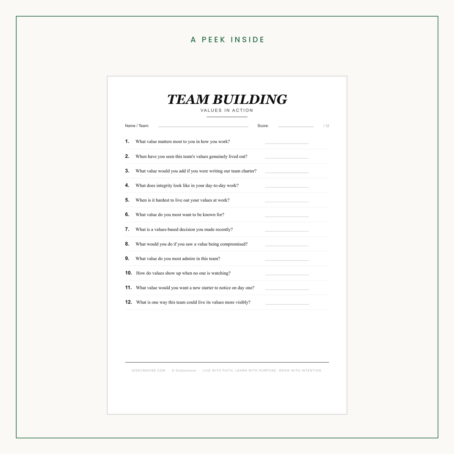 Team Building Values Activity Printable — image 3