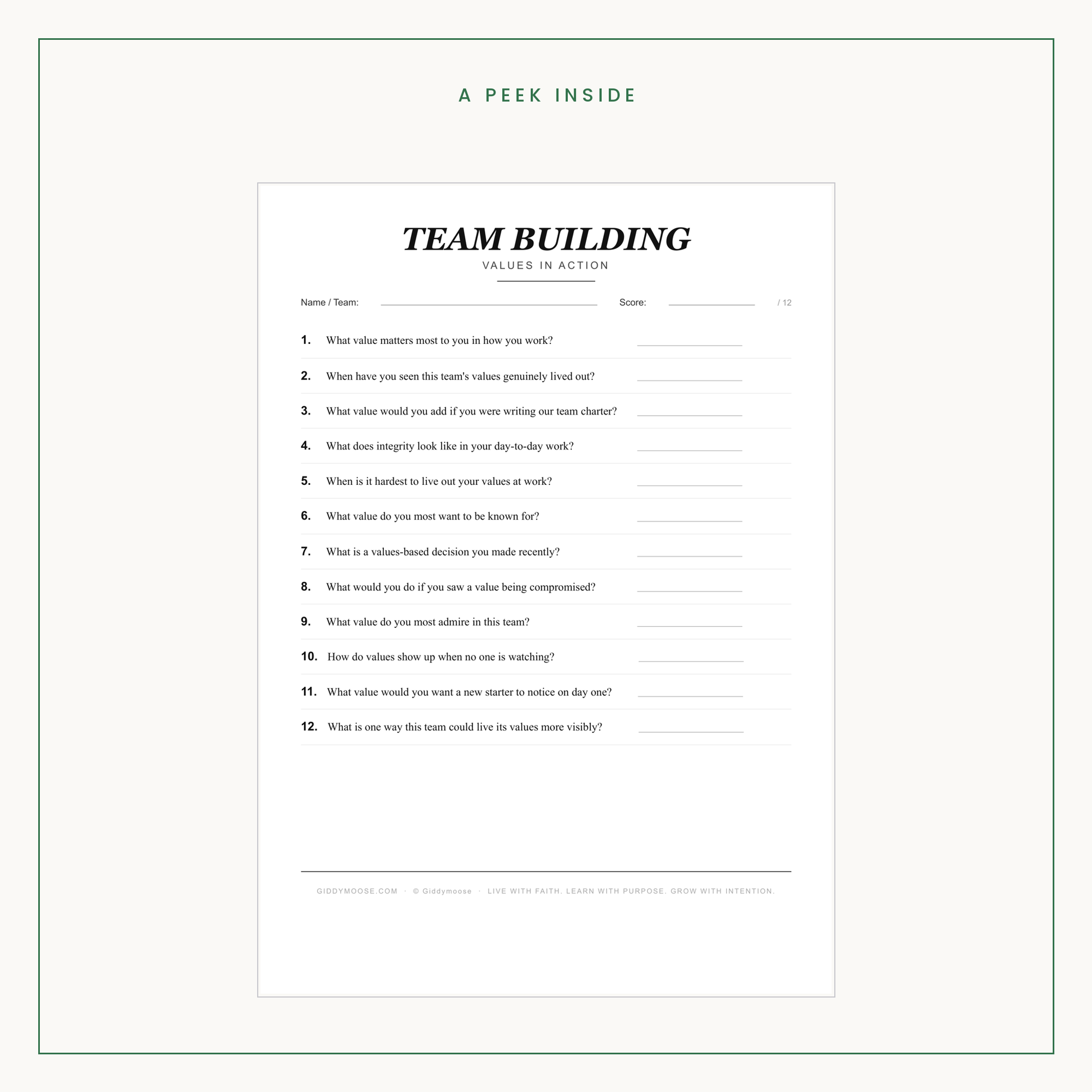 Team Building Values Activity Printable — image 3