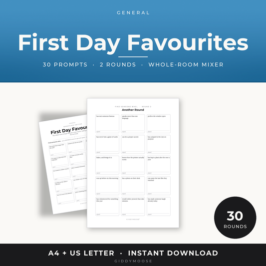 First Day Favourites Icebreaker Printable