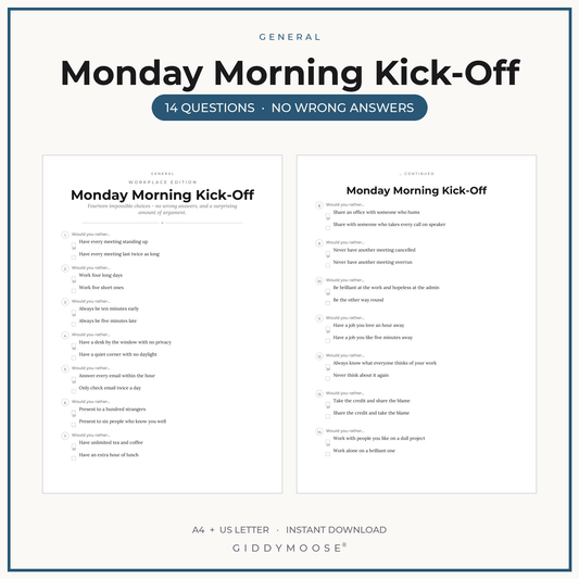 Monday Morning Kick Off Would You Rather Printable