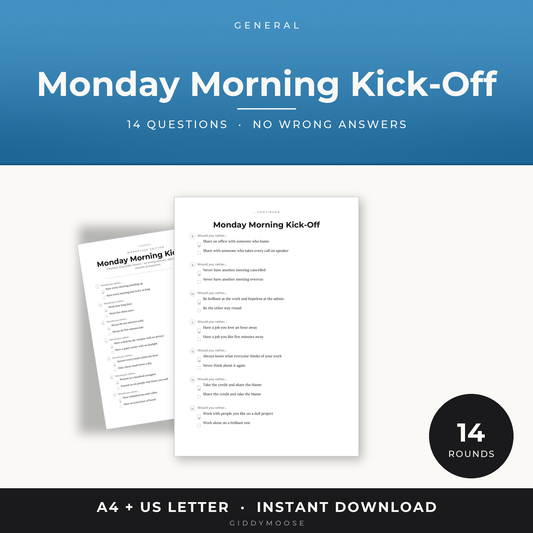 Monday Morning Kick Off Would You Rather Printable