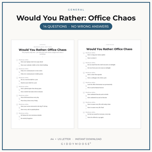 Office Chaos Would You Rather Printable