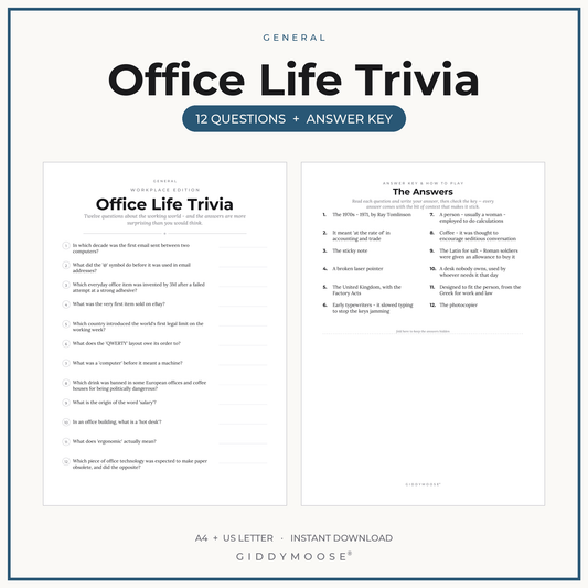 Office Life Trivia Printable