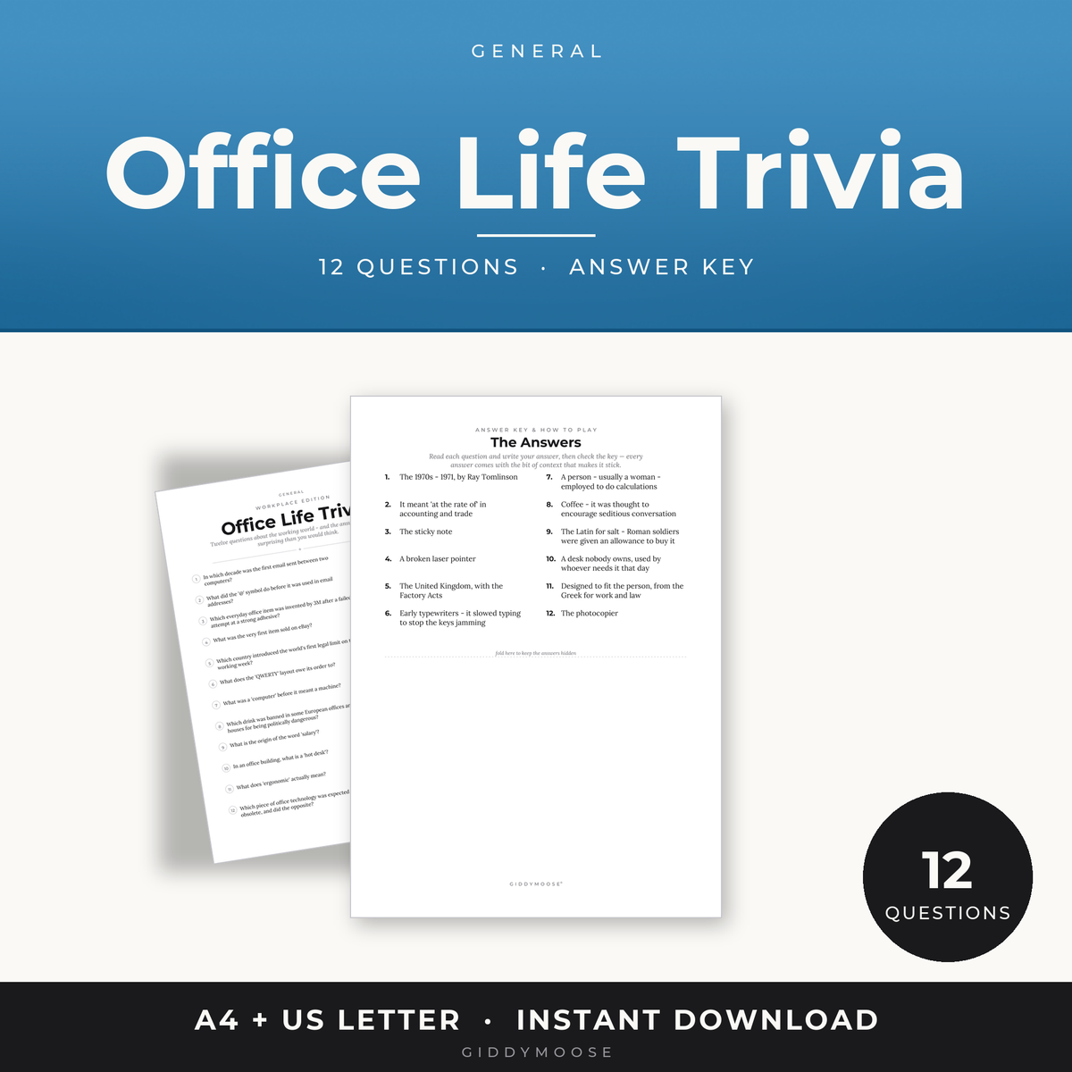 Office Life Trivia Printable