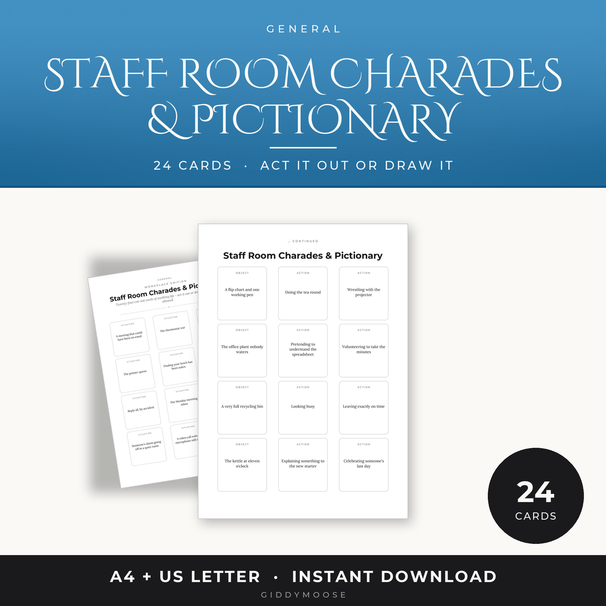 Staff Room Charades and Pictionary Printable