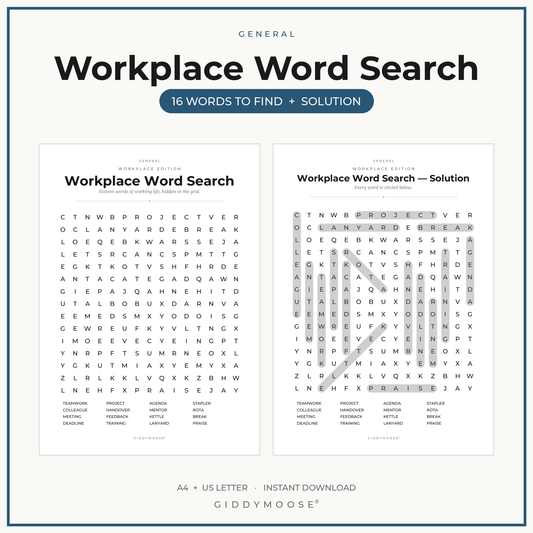 Workplace Word Search Printable