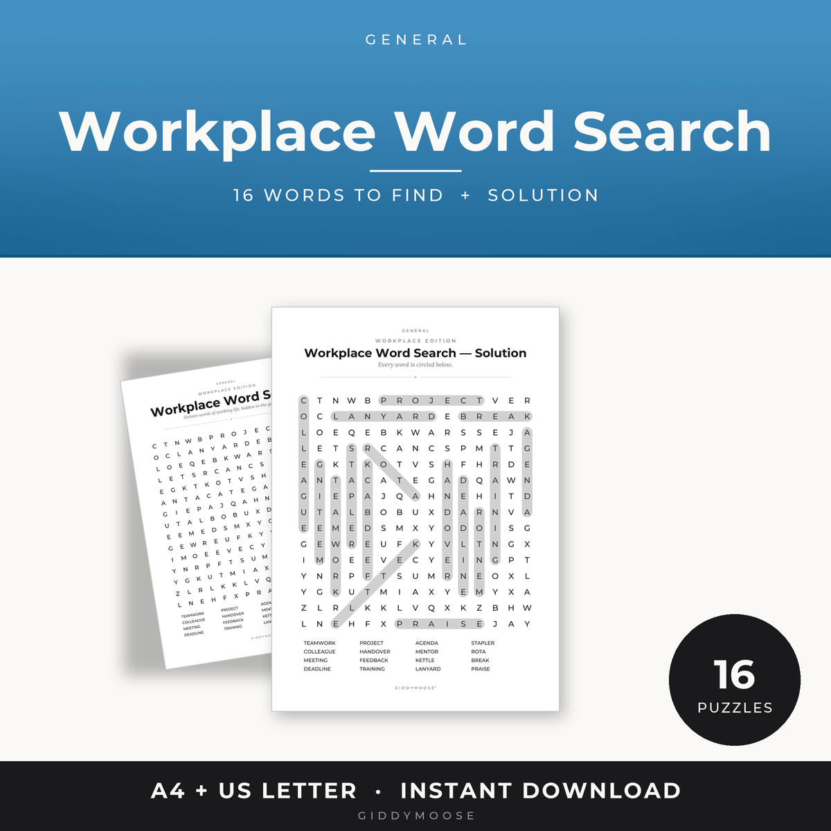Workplace Word Search Printable