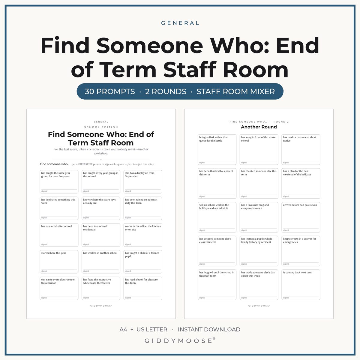 End of Term Staff Room Mixer Printable