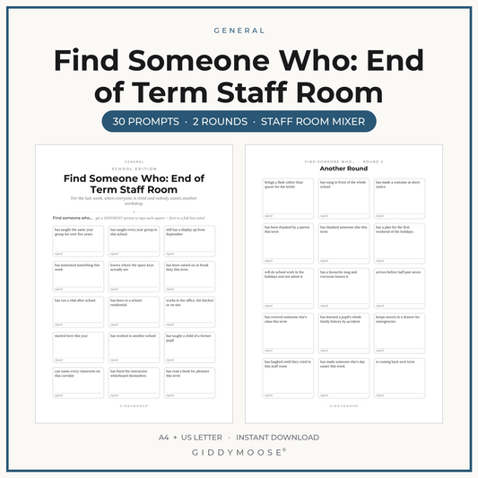 End of Term Staff Room Mixer Printable