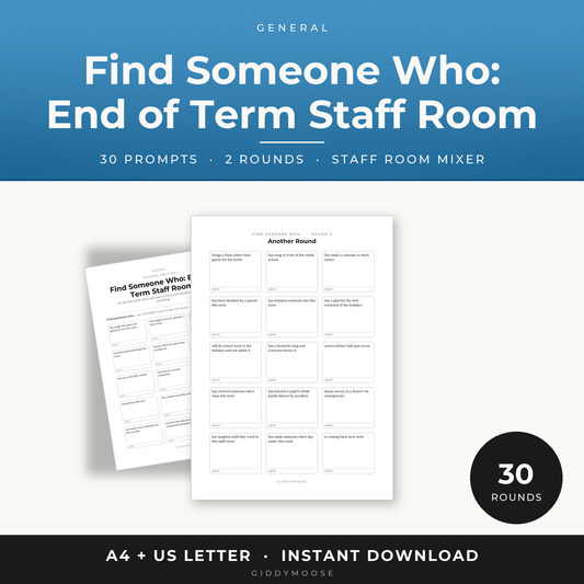 End of Term Staff Room Mixer Printable