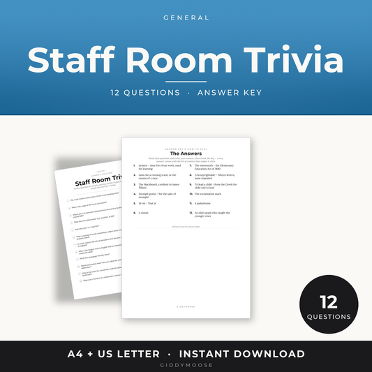 Staff Room Trivia Printable