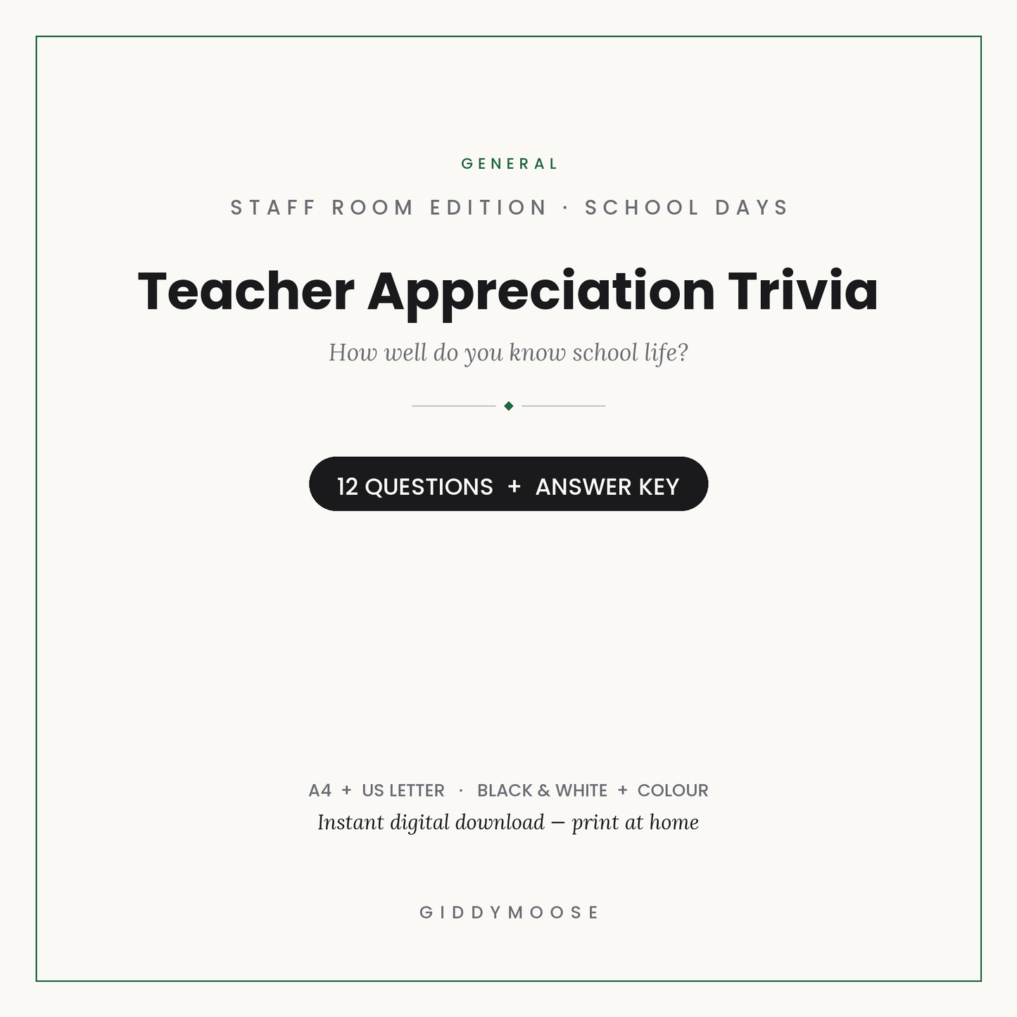 Teacher Appreciation Trivia Printable