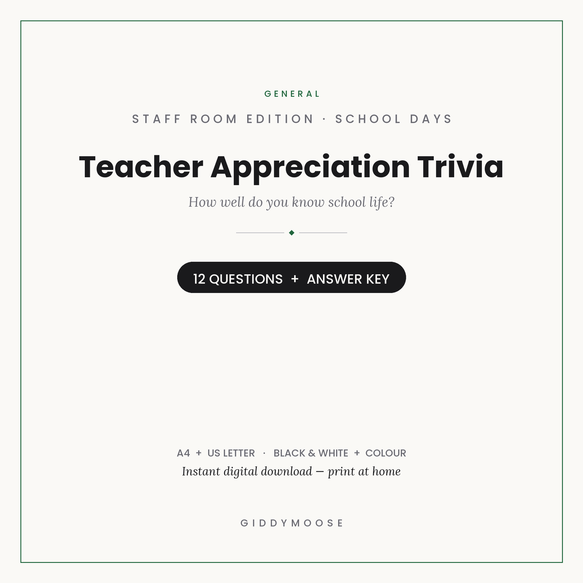 Teacher Appreciation Trivia Printable