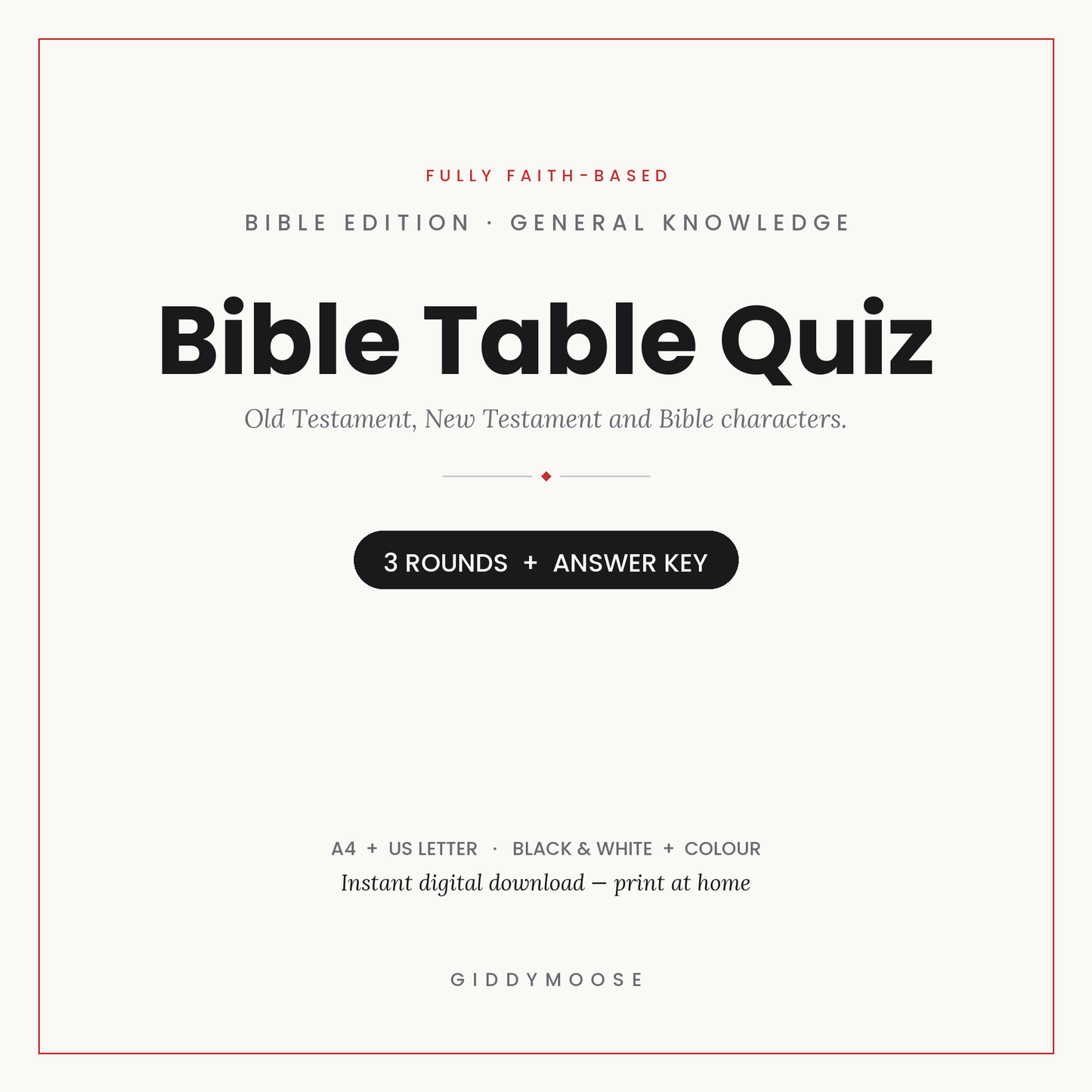 Bible Table Quiz Printable