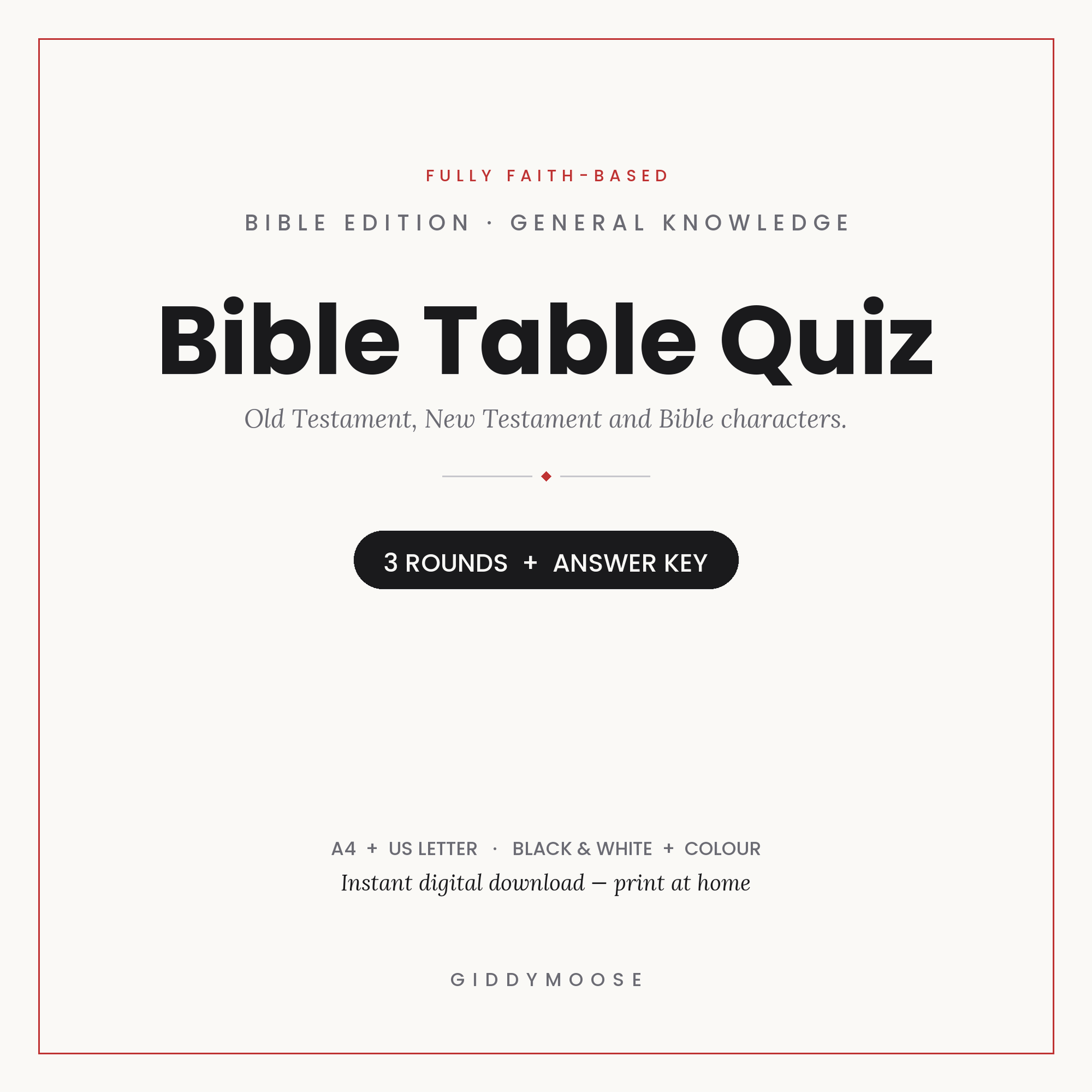 Bible Table Quiz Printable