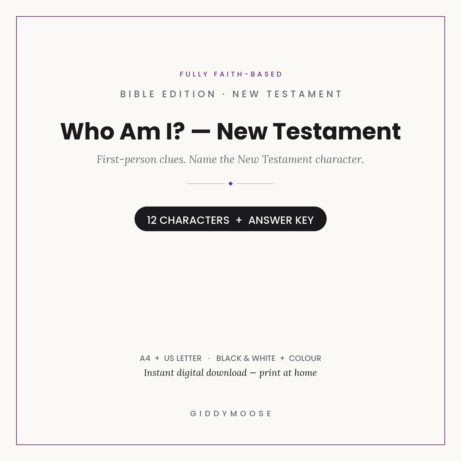 Who Am I Bible Game Printable