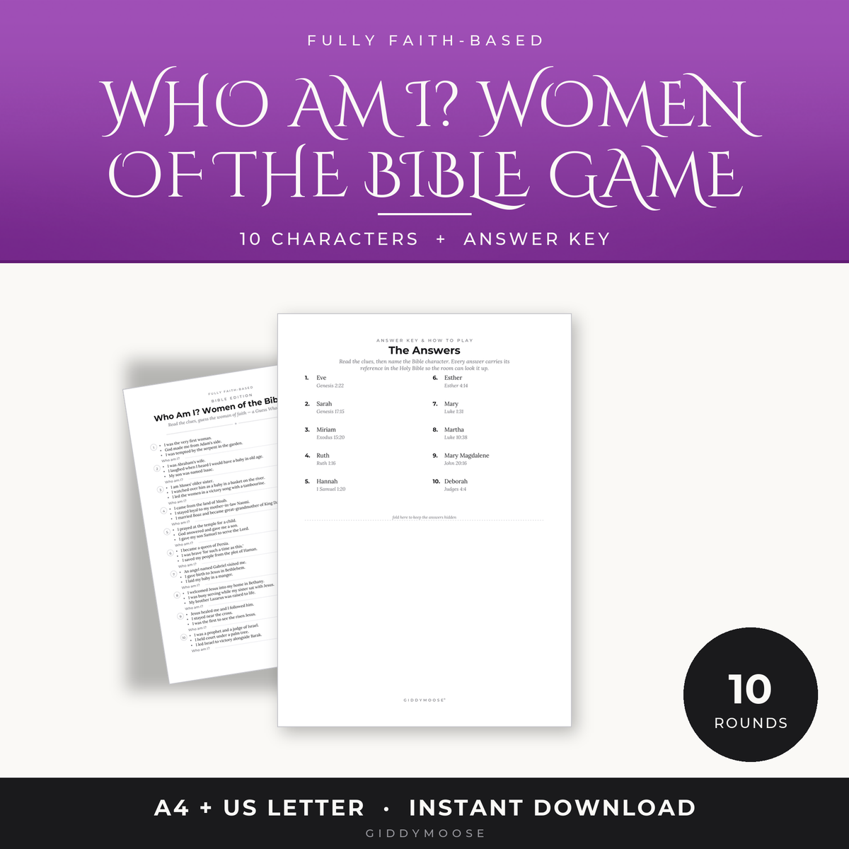 Who Am I Women of the Bible Game Printable