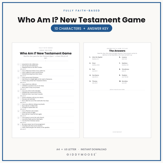 Who Am I New Testament Bible Game Printable