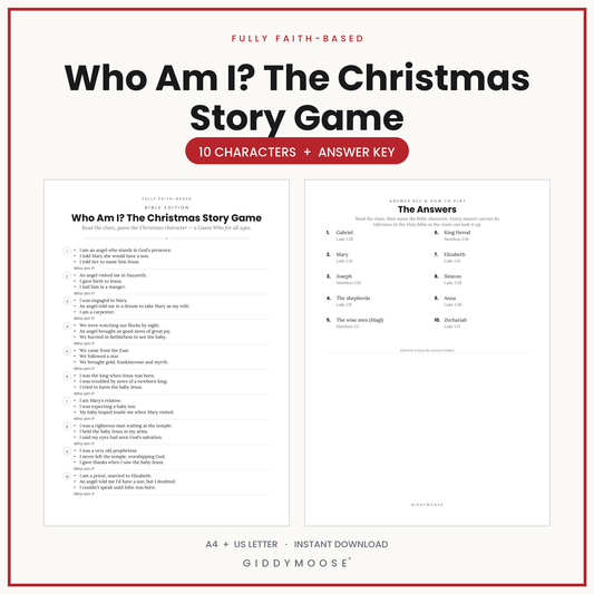 Who Am I Christmas Story Bible Game Printable