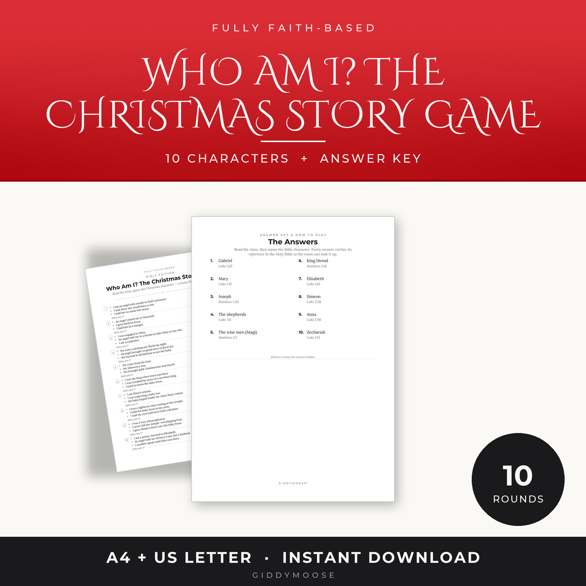 Who Am I Christmas Story Bible Game Printable