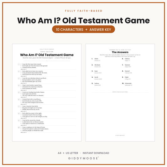 Who Am I Old Testament Bible Game Printable