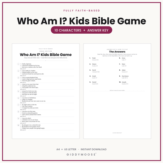 Who Am I Kids Bible Game Printable