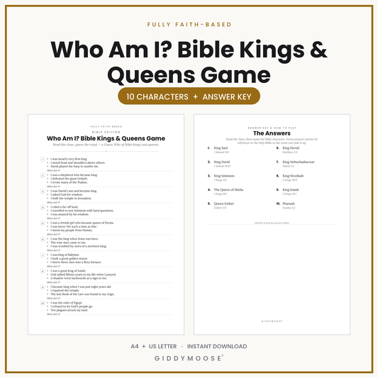 Who Am I Bible Kings and Queens Game Printable