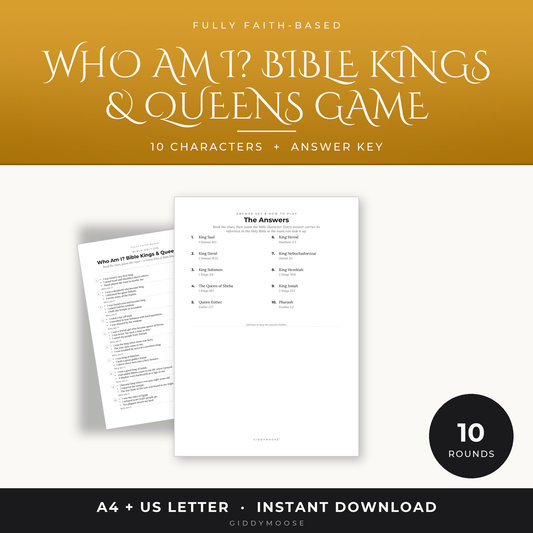 Who Am I Bible Kings and Queens Game Printable