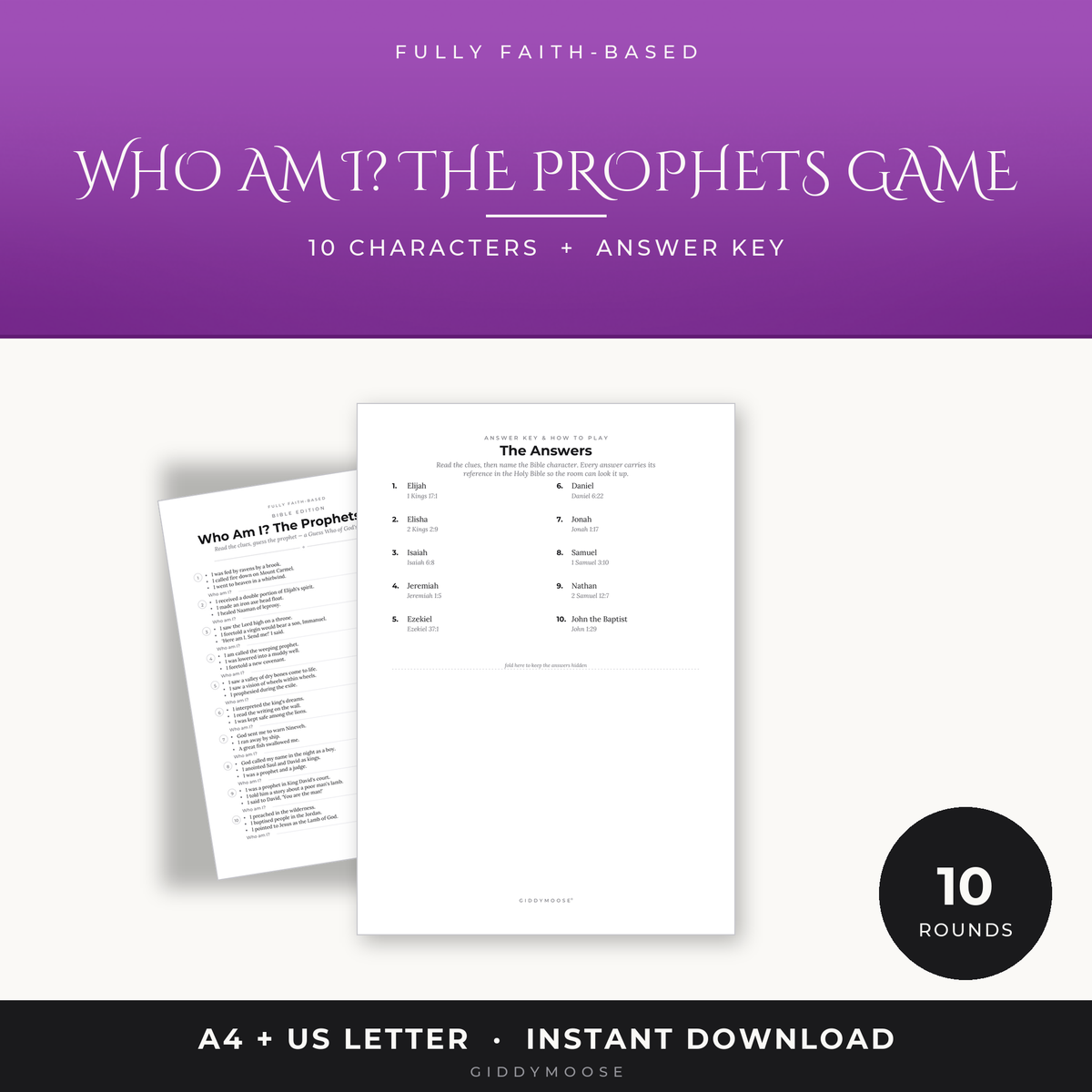 Who Am I The Prophets Bible Game Printable
