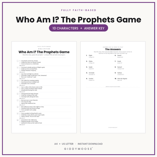 Who Am I The Prophets Bible Game Printable