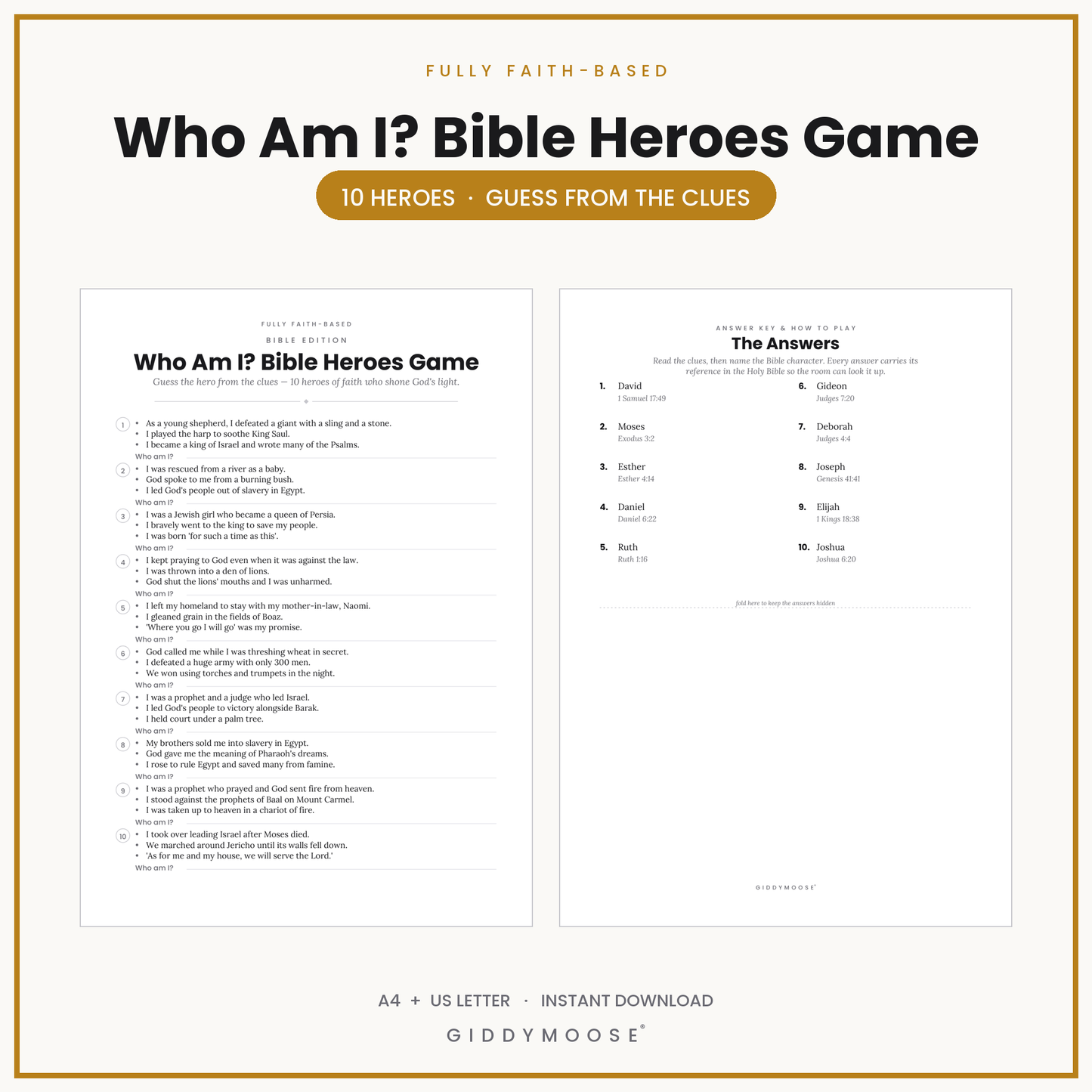 Who Am I Bible Heroes Game Printable