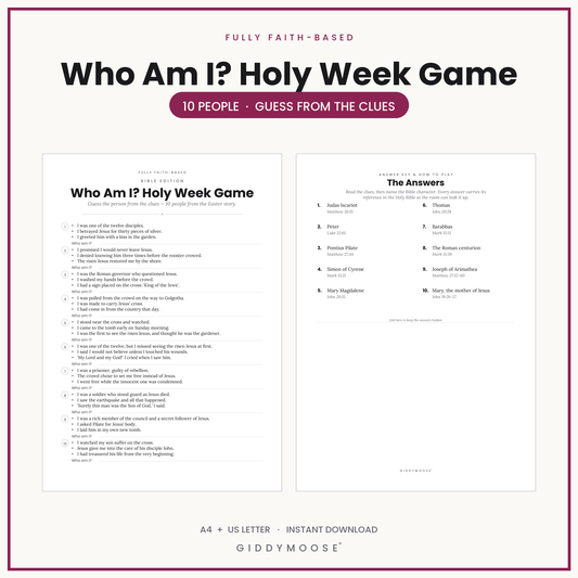 Who Am I Holy Week Game Printable