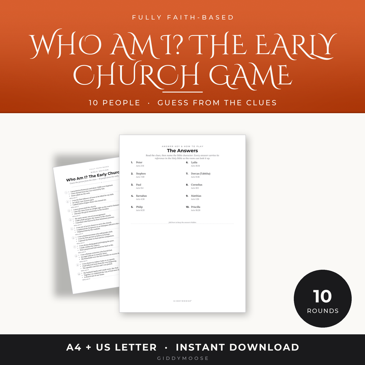 Who Am I Early Church Game Printable