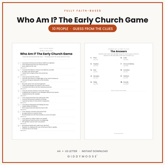 Who Am I Early Church Game Printable