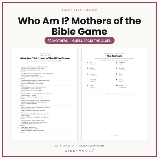 Who Am I Mothers of the Bible Game Printable